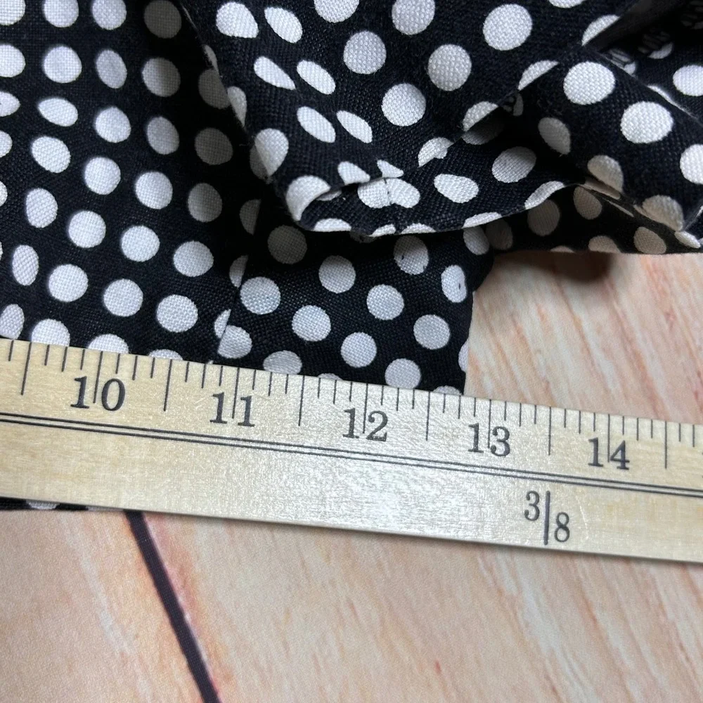 J.Crew Shorts Womens 8 Black Polka Dot Linen Cotton High Rise Preppy Retro‎